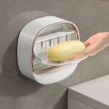 Shower Bathroom Bathtub Kitchen Sink No Drilling Wall Mounted Soap Box Bar Soap Holder with Drain. 