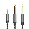 3.5 to Double 6.35 Jack Cable Aux Male to 6.5mm Mono 3.5mm TRS to Dual 6.35mm Y-Splitter Adapter Audio Cable for Mixer Amplifier. 