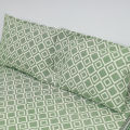 King Size Premium Bed Sheet 88" x 98" with 2 Pillow Covers | Green and White Square Print.