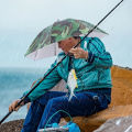 Foldable Headwear Umbrella Portable Waterproof Fishing Hat 55CM Hands-Free Rain Hat For Hiking Camping Umbrella Adult.