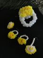 gajray/kangan/bangles/teeka/earsring/ring/bindiya/artificial fake flowers jewellery set yellow & white.. 