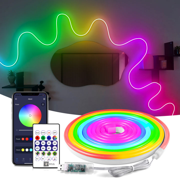 Bluetooth COB LED Strip Light 8MM 576LEDs/M USB RGB LED Tape Ribbon TV ...