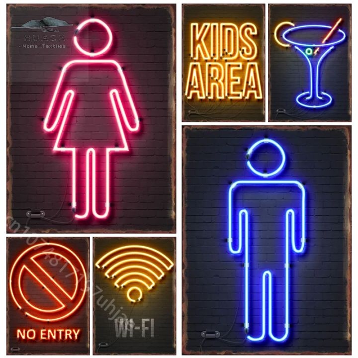 Neon Bar Signs Metal Tin Sign Cafe Pub Club Man Cave Door Wall Decor ...