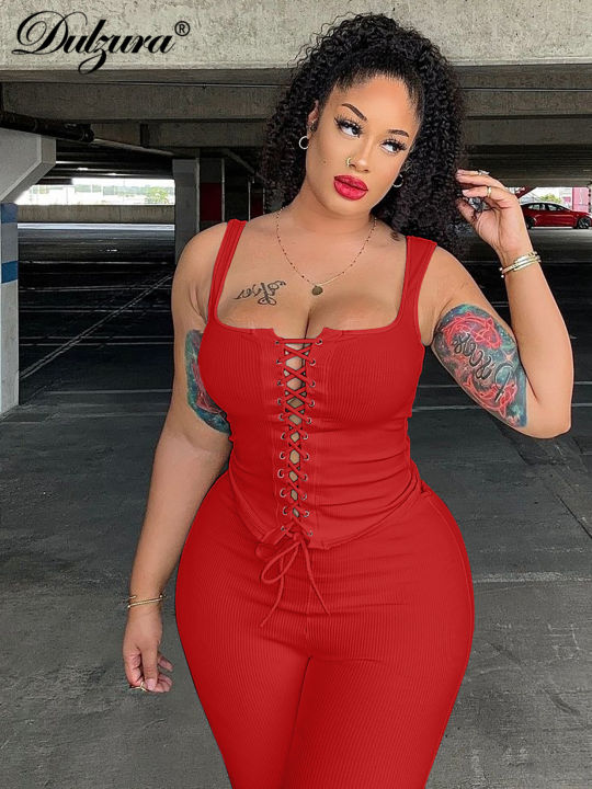 Dulzura%20Women%E2%80%99S%20Ribbed%20%20Casual%202%20Piece%20Shorts%20Set%20Sleeveless%20Lace%20Up%20Crop%20Corset%20And%20Shorts%20Matching%20Set%20Party%20Clubwear%20-%20Image%204