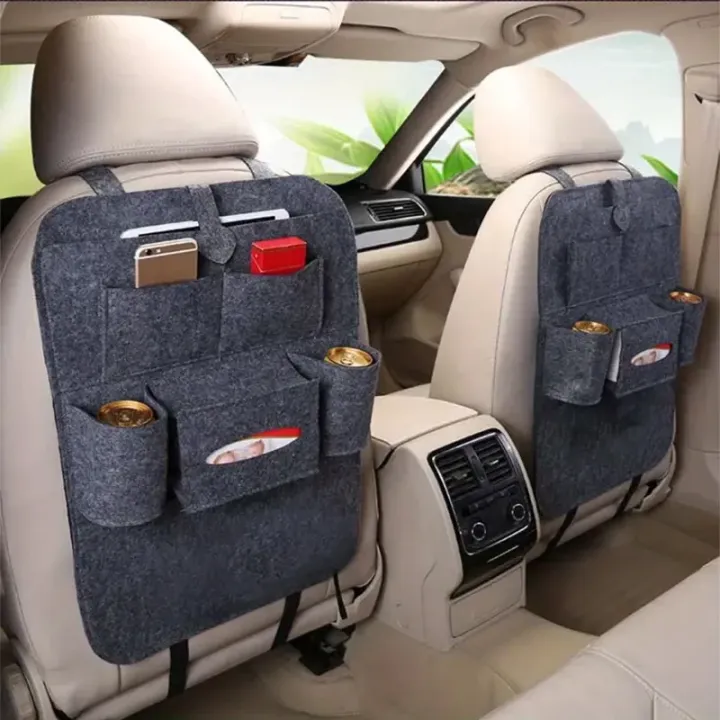 1pc LDQ Felt Car Seat Storage Bag Convenient Organizer for Interior Supplies Goods More Backrest Mounted Small Business Owner