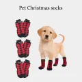4PCS Pet Stocking Christmas Dog Stocking Thermal Strap With Non-slip Sole Pet Paw Protector For Small Medium Dogs. 