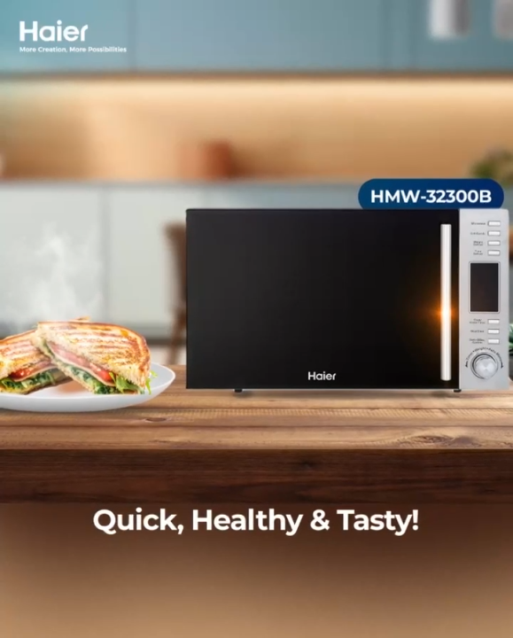 Haier 32L / Grill MWO Series / HMW-32300B (Intelligent Chef with Auto Menu -  Defrost Function -  Speed & Weight Function) / Microwave Oven / Haier Warranty