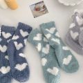 New Coral Fleece Warm Home Socks for Women - Winter Love Socks for women – Thickened Mid-Length Fleece-Lined Winter Floor Socks.