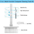 Multi-Function Soft 5 in 1 Brush Keyboard Cleaner Flocking Sponge For Bluetooth Airpods Case Cover Earbuds Computer Cleaning Tools Kit Corner Gap Duster Key-Cap Puller for Bluetooth Earphones Laptop Air-pods Pro Camera Lens. 