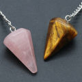 Natural Stone Quartz Agates Pendant Reiki Healing Cone Amethyst Charm Pendulum Pendants For Divination Dowsing Reiki Crystals.