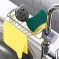 Sponge Holder with towel hanger, Stainless Steel Faucet Storage Rack, Adhesive Sink Caddy Organizer for Brush, Towel. Shower Soap Dish for Bathroom, Kitchen Hanging Storage Accessories Black. 