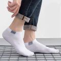 5 Pairs Fashionable Cloth Standard Boat Socks Spring And Summer Thin Style Mens Solid Color Socks Casual Sports Socks. 