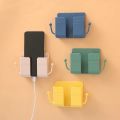 1PC Wall-Mounted Organizer Box – Punch-Free TV Remote & Phone Holder. 