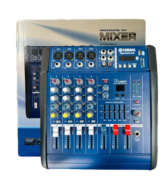 4 Channel PMX402D  Yamaha Powered Professional Mixer 250W*250W BT USB MIC AUX DSP ECHO EFFECT