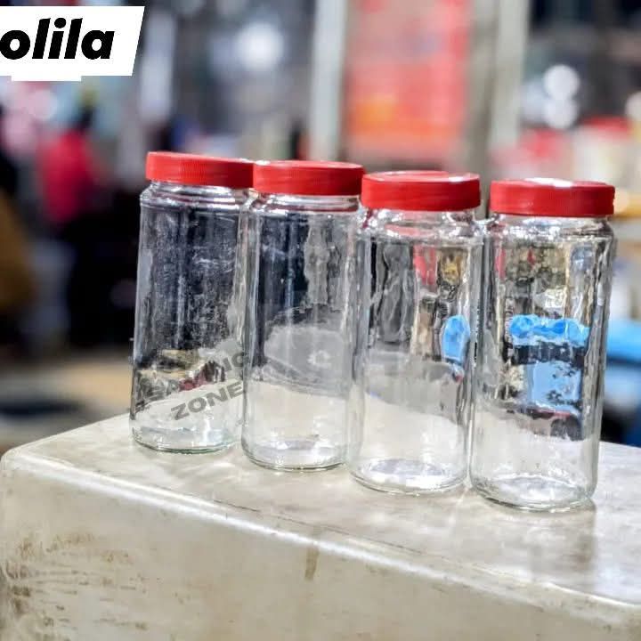 Good quality 350 ml. 04 Pcs Glass Jar for Kitchen & Dining. Glassware Food container
