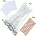 50pcs Candle Wick Making Kit, with 5pcs Candle Wick Holder and 60pcs Glue Point, Suitable for Soybean Beeswax Make Candles.
