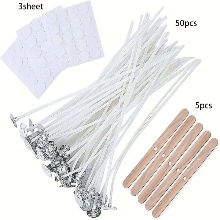 50pcs%20Candle%20Wick%20Making%20Kit,%20with%205pcs%20Candle%20Wick%20Holder%20and%2060pcs%20Glue%20Point,%20Suitable%20for%20Soybean%20Beeswax%20Make%20Candles%20-%20Image%206