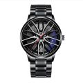 Car Watches For Men,Waterproof Stainless Steel Quartz Wrist Watch Sports Men’s Watches With Car Wheel Rim Hub Design. 