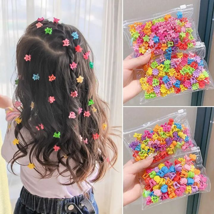 50pcs Girs Cute Colorful Flower Star Crown Small Hair Claws Lovely Hair