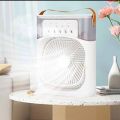 3 in 1 mini air coller with ice cubes & fan spray Gear wind adjusment with 7 ambient lighting summer fan stand fan. 