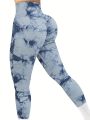 Tie Dye Seamless High Waisted Workout Leggings for Women Scrunch Butt Lifting Yoga Gym Athletic Pants.