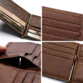 Free Engraving Slim Men Women Genuine Leather Money Clip Bifold Male Purse Wallet Quality Coffee Female Clamp for Money Case. 