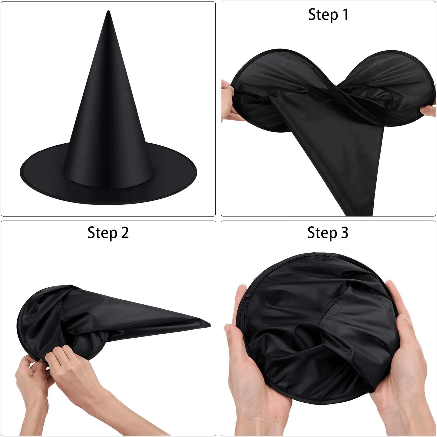 Black Witch Dress Hat - Unisex Wizard Hat with Star Pendant for