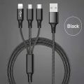 3 in 1 120W Type C Micro USB Data Cable Fast Charging Liquid Silicon Universal for All Smartphones 1.2m. 