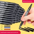 6/12pc Set Waterproof Oily Color Double Tip Permanent Markers Fine Tip Thick Tip Black Ink Drawing Pens Supplies Stationer. 
