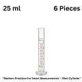 25ml Glass Measuring Cylinder Graduated ( 1 to 6 Pcs ) | Borosilicate 3.3 Heat & Chemical Resistant Glassware | Precise Liquid Measurement Tool for Kitchen, Educational Learning, DIY Projects, Home Experiments, Industrial & Household Use. 