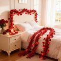 4M Artificial Valentine's Day Heart-Shaped Vine Hanging Ribbon Garland Ornament, for Wedding Party Decor, Engagement Anniversary.