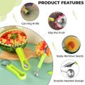 Melon Baller Scoop Set 4 in 1 Stainless Steel Fruit Carving Knife Cutter & Carving Tools Set Fruit Scooper Seed Remover Watermelon Knife for Digging Pulp Separator. 