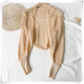 Crochet Shrug Cardigan for Women Cover Up Long Sleeve Sheer OpenKnit Open Front Crop Sweater Casual Knitwear Beach Outfit. 