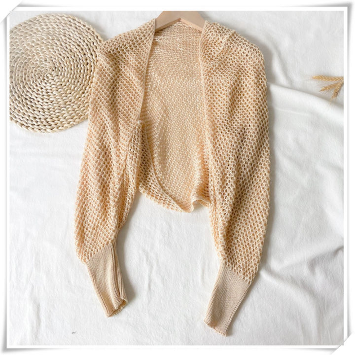Crochet%20Shrug%20Cardigan%20for%20Women%20Cover%20Up%20Long%20Sleeve%20Sheer%20OpenKnit%20Open%20Front%20Crop%20Sweater%20Casual%20Knitwear%20Beach%20Outfit%20-%20Image%206