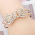 Crystal Bowknot Open Cuff Bracelet – Fashion Charm Chain Bangle for Women, Birthday Gift.