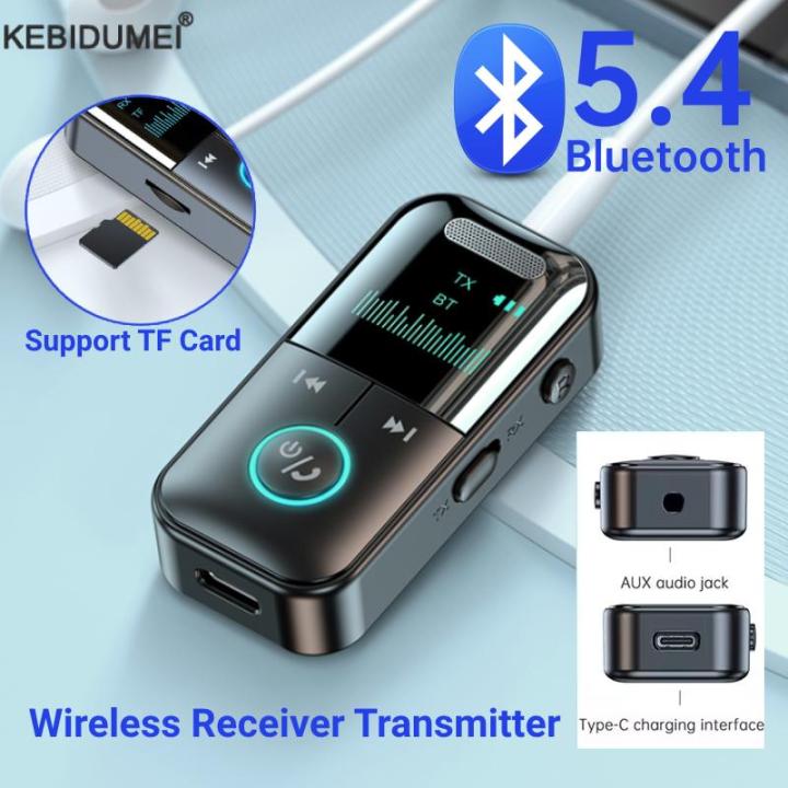 Bluetooth 5.4 Receiver Transmitter 3.5mm AUX Audio Receiver Support TF Card Wireless Audio Adapter With Mic LED Digital Display