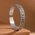 Original Retro 999 Silver Charm Embossed Engraved Six Character Mantra Bracelet for Women Solid Heart Sutra bangles Jewelry. 