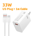 33W USB Charger Quick Charge Mobile Phone Power Adapter For Xiaomi Huawei 6A USB Type C Cable QC 3.0 Fast Charger Data Cable Set. 