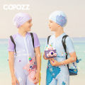 COPOZZ Cartoon Children Swimming Cap Kids PU Waterproof Ear Protection Swim Hat Elastic Bathing Hats Pool Caps For Boys Girl.