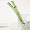 2/4Pcs Bamboo Design Drinking Glass Straws High Borosilicate Straw Set with Brush Milk Shake Coffee Cocktail Straw Bar Drinkware.