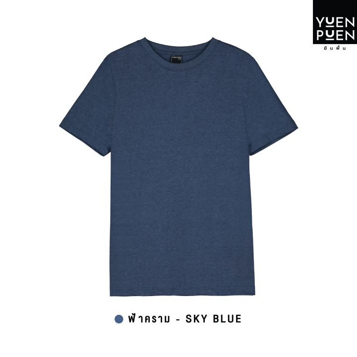 Yuenpuen T-shirt navy blue no stretch no iron T-shirt plain color stand collar women T-shirt men