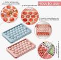 Round Ice Cube Tray with Lid – Easy Release Durable Plastic Ice Maker Mold, Large Capacity Freezer Tray for Home & Kitchen (Multicolour).