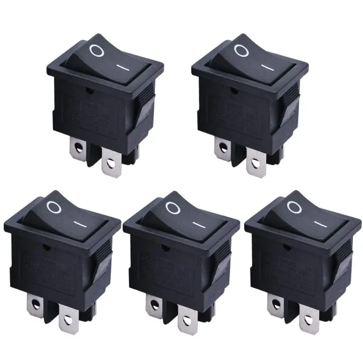 Mini Rocker Switch On Off 4 Pin 2 Position 10A 250V Black Boat Rocker ...