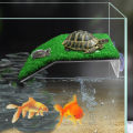 Fish Tank Lawn Turtle Basking Platform Turtle Climbing Platform with Suction Cup Simulation Turf Turtle Ramp Ladder for Aquarium. 