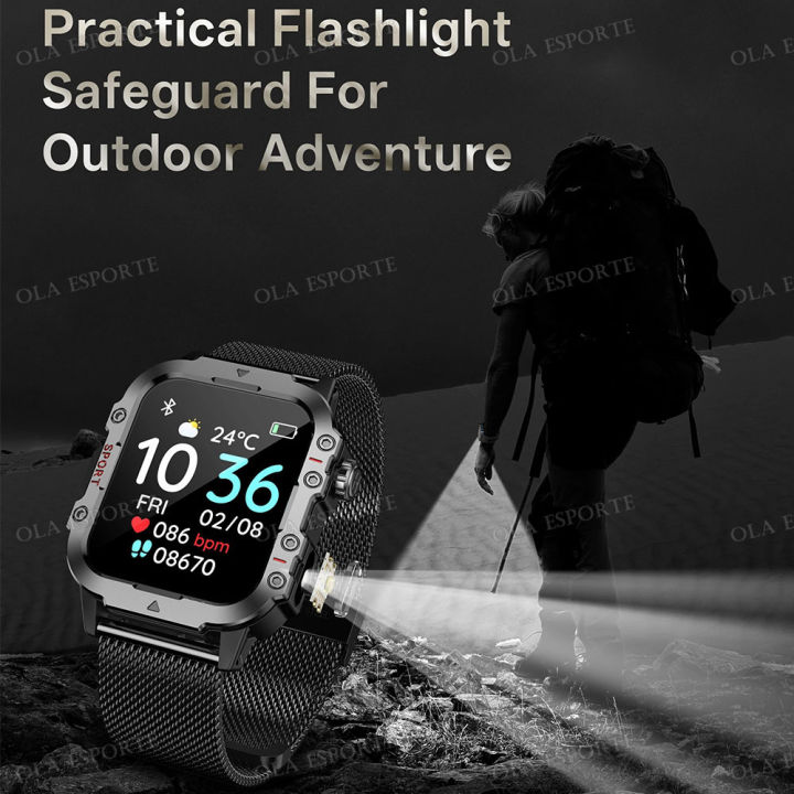 2025%20Rugged%20%20%20Smart%20Watch%20Men's%20Outdoor%20Watch%201.44"%20HD%20Touch%20Screen%20Voice%20Bluetooth%20Call%20Flashlight%20Smartwatch%20Men%20-%20Image%205