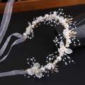 1pcs Headband Elegant Girls Bridal Headband Imitated Pearl Hair Headdress Flower Wreath Bride Garland Head Hoop Wedding Headbands Hair Jewelry.