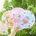 Cartoon Folding Mini Hand Fan – Small Portable Round Foldable Cute Handheld Fan for Women & Children, Pocket-Sized Summer Travel Fan. 