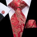 Hi-Tie Dusty Pink Paisley Men Fashion Necktie Handkerchief Cufflinks for Tuxedo Accessory Classic Luxury Tie for Man .