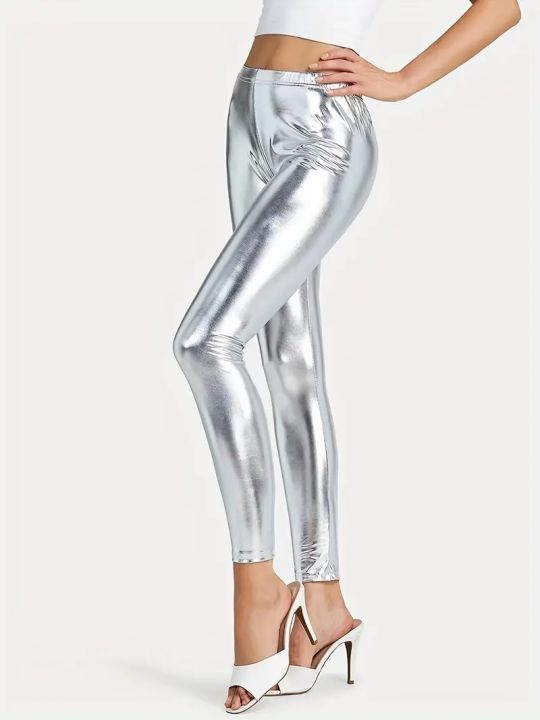 Bright%20leather%20nine-point%20pants%20high%20spring%20silver%20imitation%20leather%20fashion%20solid%20color%20leggings%20PU%20leather%20pants%20for%20women%20-%20Image%204