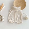 Korean version of summer baby girl sweet lace collar jumpsuit, baby girl solid color comfortable jumpsuit, very often at home an. 